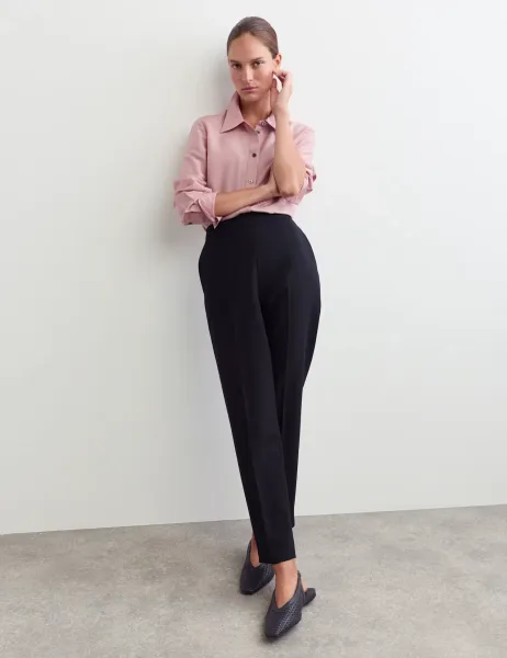 Jaeger Pure Wool Cigarette Leg Trousers Navy
