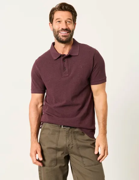 FatFace Pure Cotton Pique Polo Shirt Purple