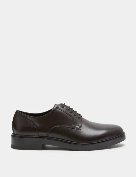 Marks & Spencer Leather Derby Shoes Dark Brown