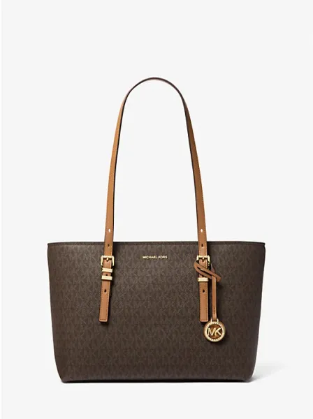 Quinn Medium Signature Logo and Leather Tote Bag