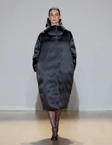 Autograph Feather & Down Satin Relaxed Hooded Maxi Puffer Coat Black