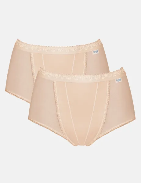 Sloggi 2 Pack High Waisted Control Maxi Full Briefs Beige