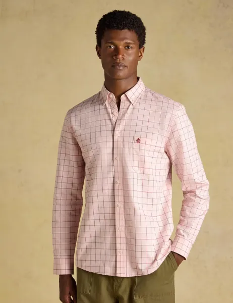 Joules Regular Fit Pure Cotton Checked Oxford Shirt Pink Mix