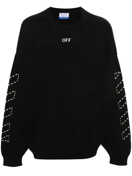 Men Diag Stripe Embroidered Jumper Black