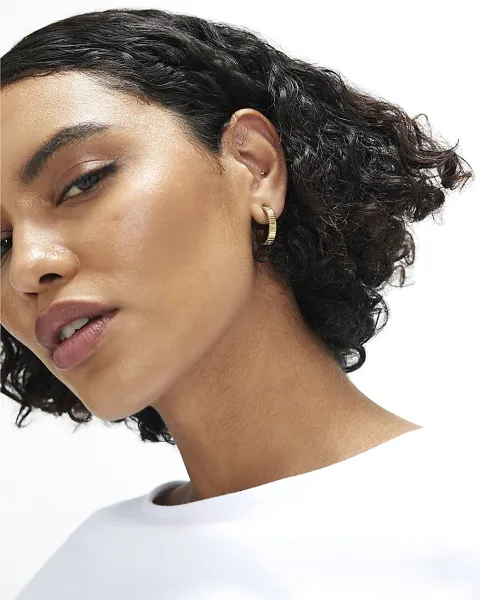 River Island Stainless Steel Heart Hoop Earrings