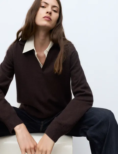 Autograph Pure Cashmere Relaxed Fit Knitted Top Bitter Chocolate