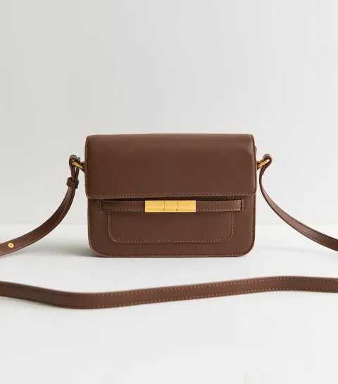 Dark Brown Belted Crossbody Bag Vegan