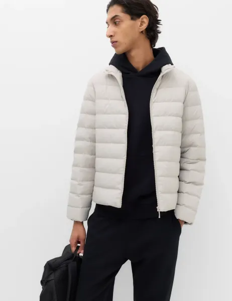 Marks & Spencer Feather and Down Packaway Puffer Jacket Natural Beige