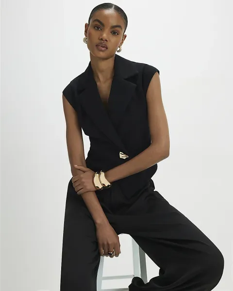 River Island Cap Sleeve Twill Waistcoat