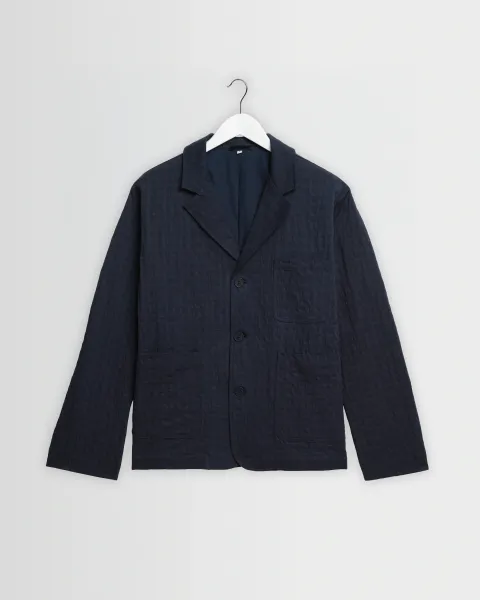 Exmouth - Navy Dobby Cotton Blazer