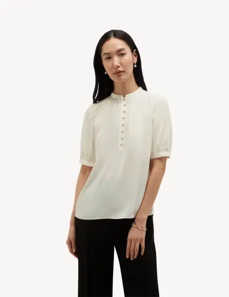 Hobbs High Neck Blouse Cream