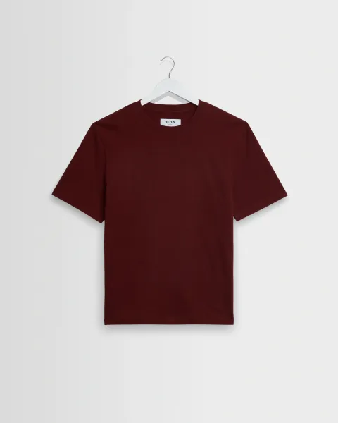 Dean - Maroon Textured Organic Cotton t-Shirt