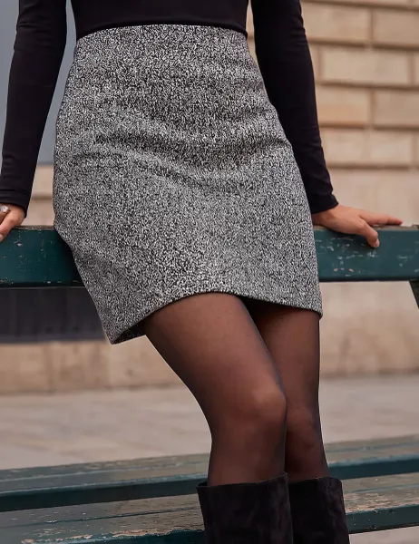 Roman Jersey Textured Mini Pencil Skirt Grey Mix