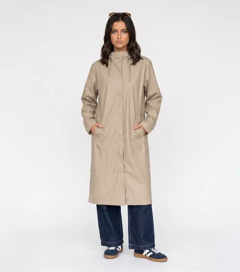Urban Bliss Women's Stone Hooded Longline Raincoat