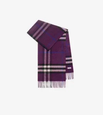 Check Cashmere Scarf in Pansy purple