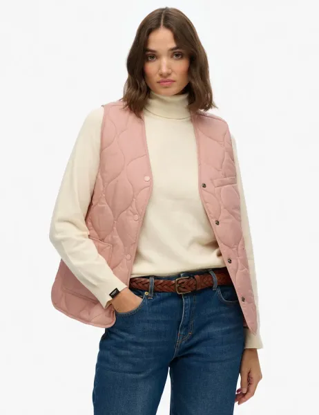 Superdry & Co Lightweight V-Neck Quilted Gilet Pink