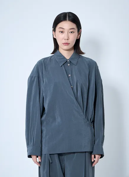 Straight Collar Twisted Shirt