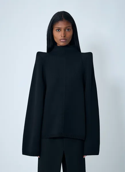 Wool Shoulder Pad Sweater