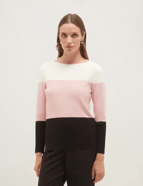 Hobbs Colour Block Crew Neck Jumper Pink Mix