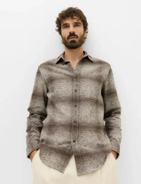 Marks & Spencer Pure Cotton Grindle Flannel Shirt Grey Mix
