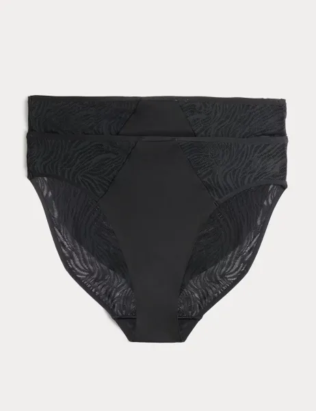 Body by M&S 2 Pack Body Lace High Leg Knickers Black