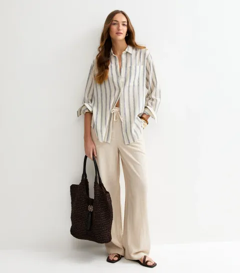 Women's Tall Stone Wide Leg Trousers with Linen