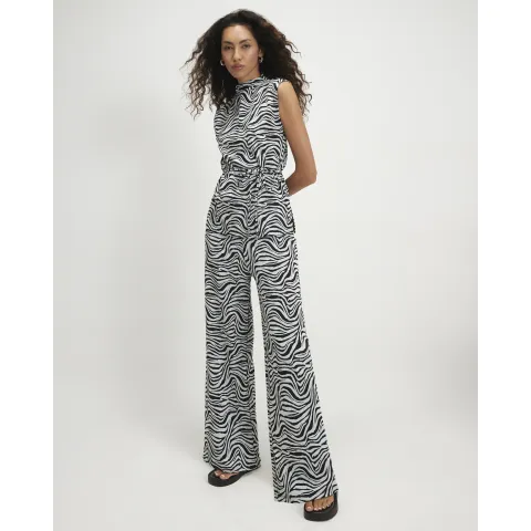 River Island Jacquard Zebra Print Wide Leg Trousers