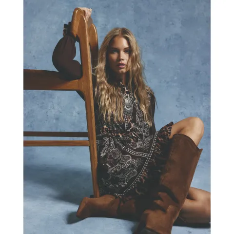 River Island Bandana Leopard Long Sleeve Mini Dress