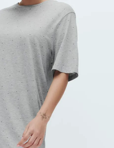 Marks & Spencer Cotton Modal Printed Relaxed Nightdress Grey Mix