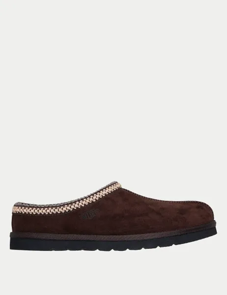 Skechers Renten Faux Suede Mule Slippers Chocolate
