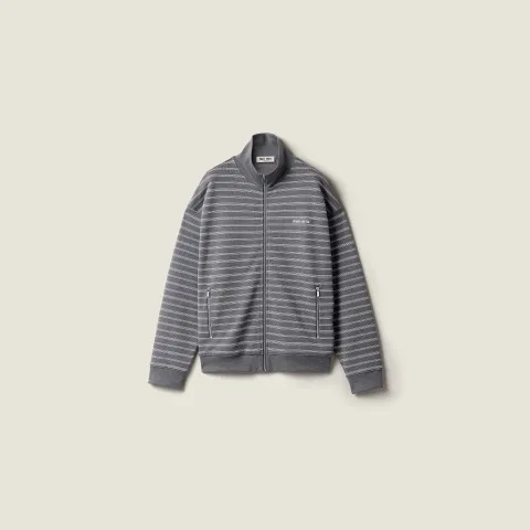 Striped cotton fleece jacket