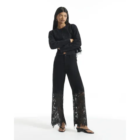 River Island High Rise Relaxed Straight Lace Jeans