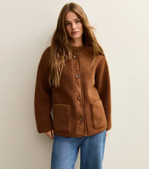 Women's Brown Borg Button Through Jacket