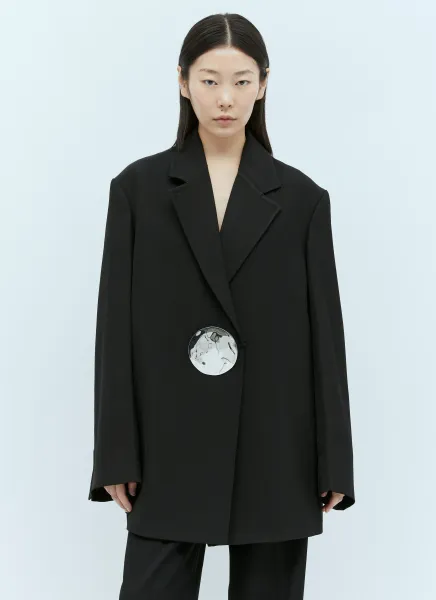 Round Jewel Wool Blazer
