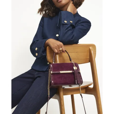 River Island Burgundy Mini Faux Suede Cross Body Bag