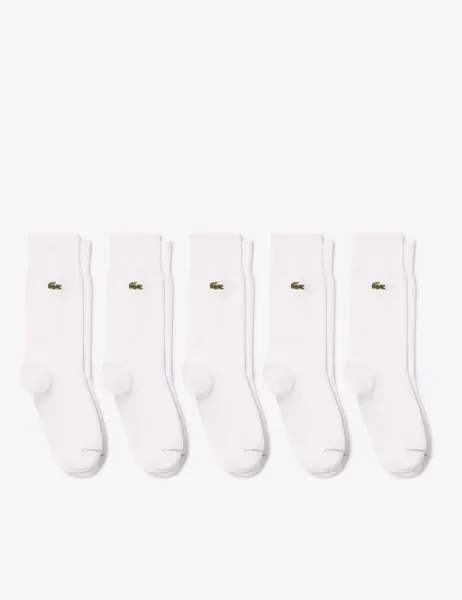 Lacoste 5 Pack Cotton Rich Trainer Socks White Mix