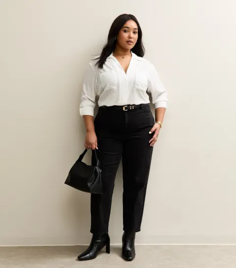 New Look Women's Plus Size Black Mom Jeans Curves