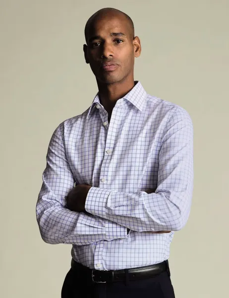 Charles Tyrwhitt Slim Fit Pure Cotton Check Twill Shirt Blue Mix