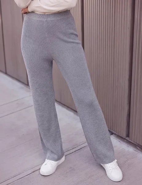 Roman Ribbed Metallic Trousers Grey Mix