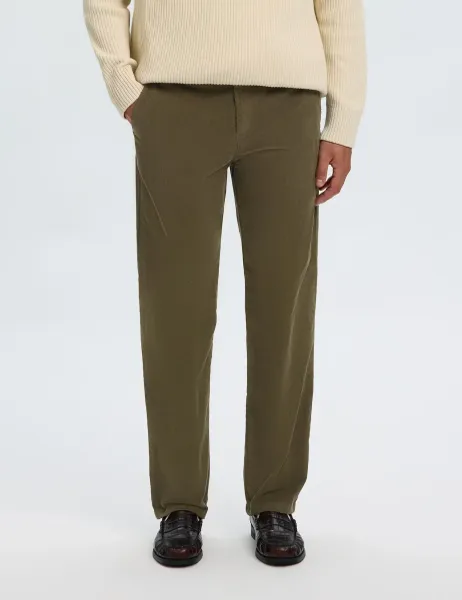 Selected Straight Fit Corduroy Chinos Green