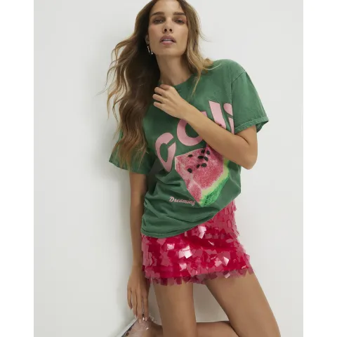 River Island Cotton Short Sleeve Watermelon T-Shirt