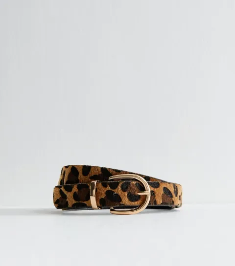 Brown Leopard Print Faux Leather Belt