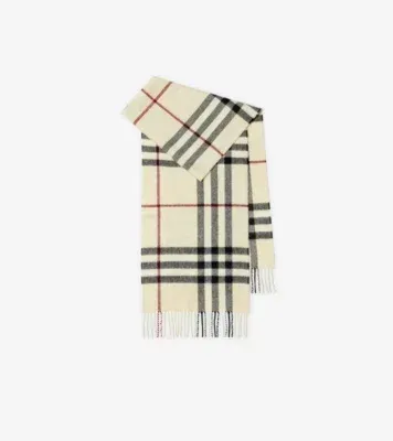 Check Cashmere Scarf in Stone beige