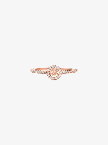 Fulton Precious Metal-Plated Pavé Logo Charm Ring