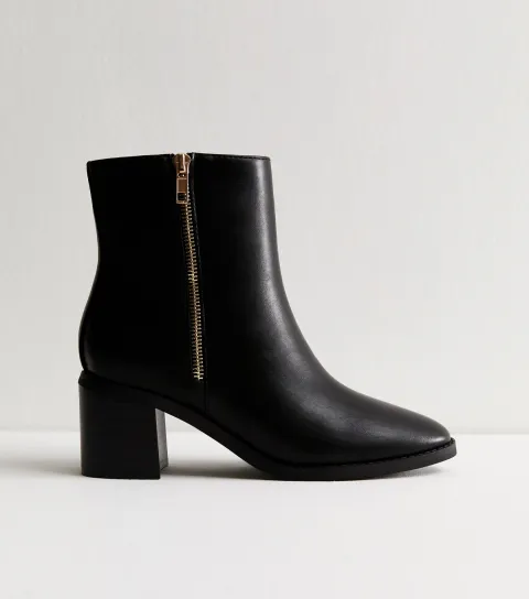 Women's Black Faux Leather Double Side Zip Ankle Boots