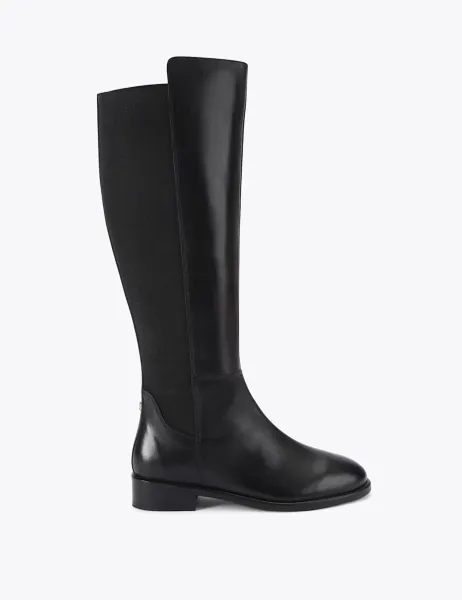 Carvela Leather Flat Knee High Boots Black