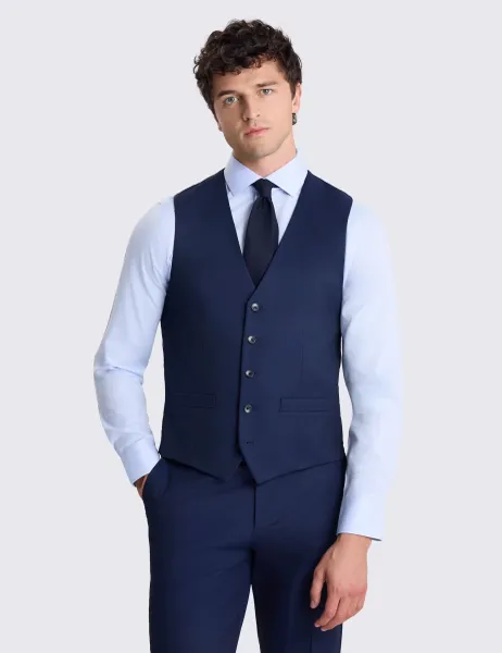 Moss Tailored Fit Stretch Waistcoat Dark Navy