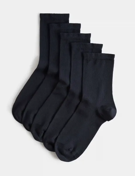 Marks & Spencer 5pk SuperSoft Ankle Socks Navy