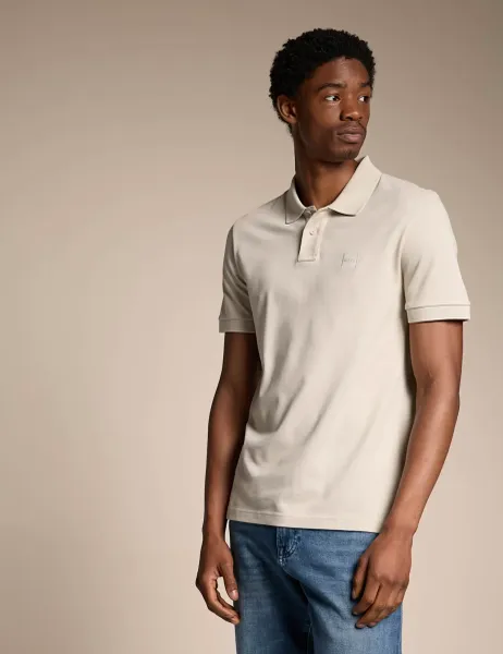 Boss Passenger Cotton Rich Pique Polo Shirt Beige