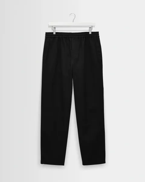 Tyne - Black Cotton Tencel Loose Fit Trousers